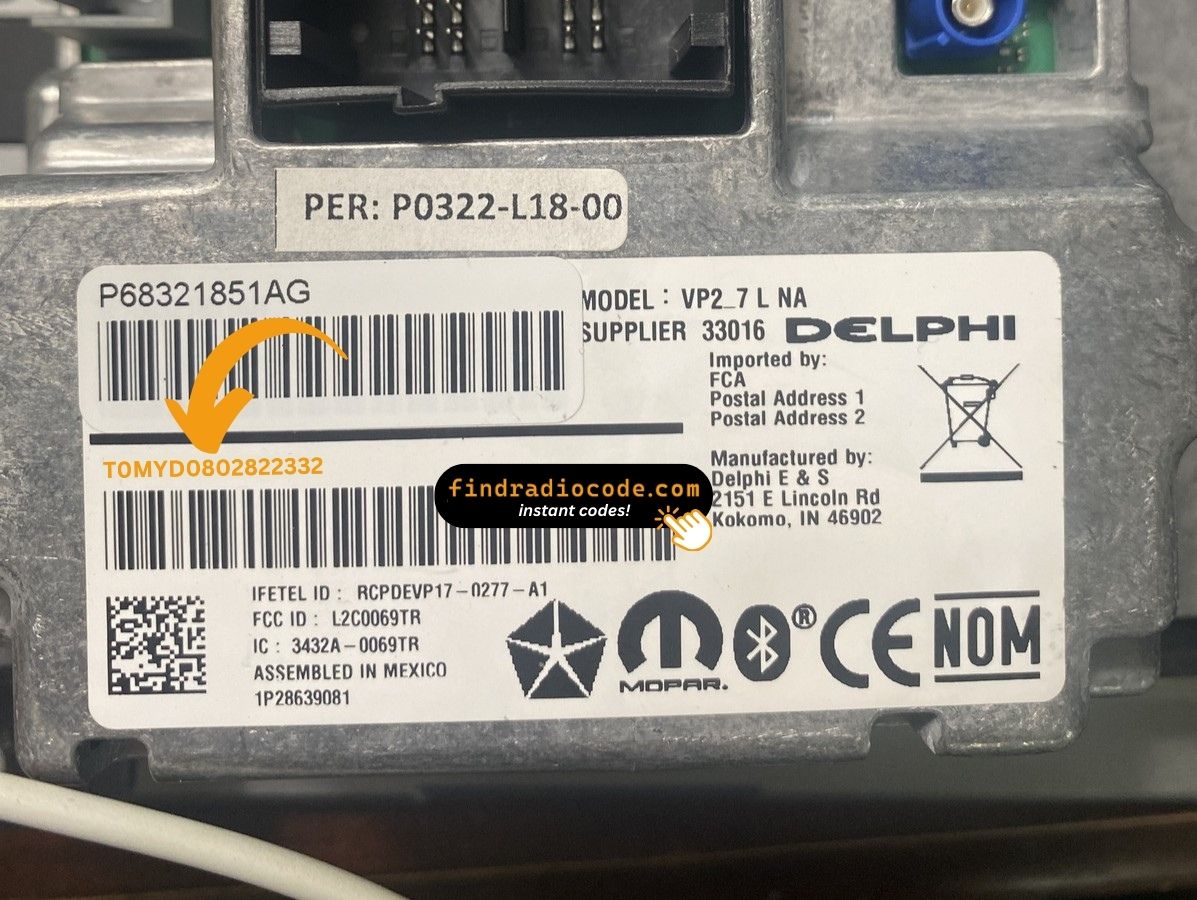 Chrysler Uconnect 7.0 UKG VP2_7 Delphi
 anti theft unlock using serial number